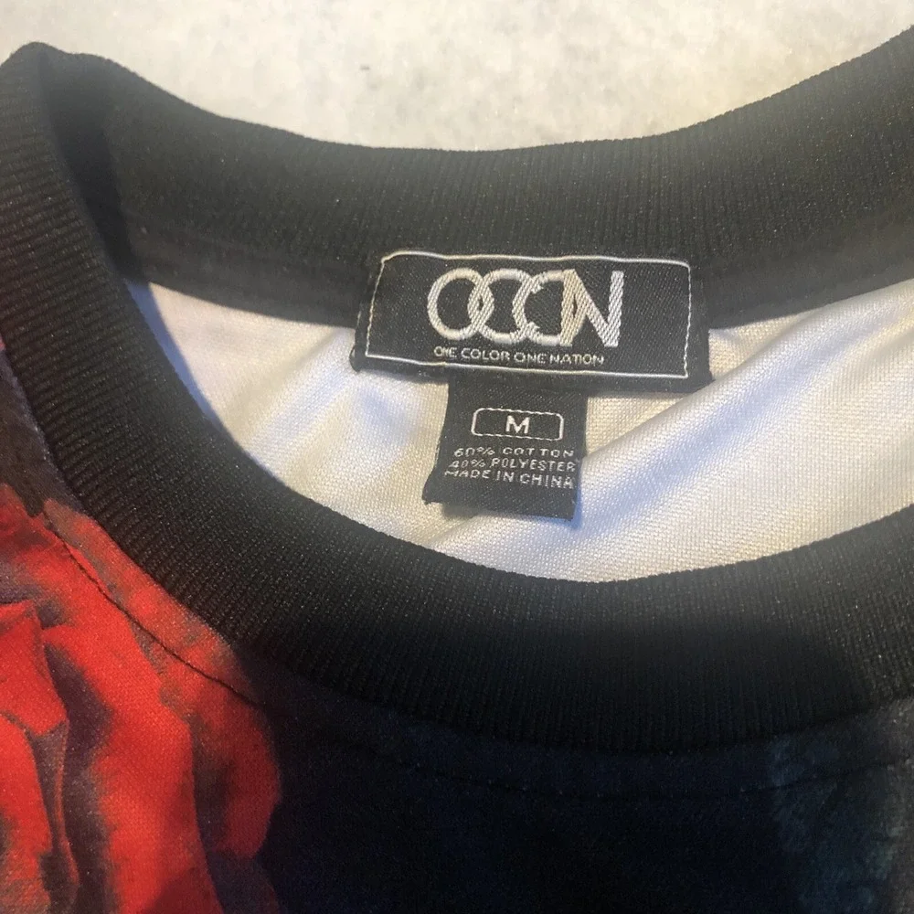 One Colour One‎ Nation Rose Shirt  60% Cotton Size Medium OG Melt Rhine Stones